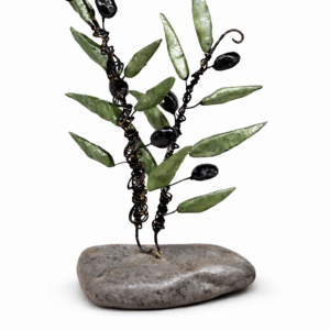 Χειροποίητο κεραμικό διακοσμητικό κλαδί ελιάς σε φυσική πέτρα με υγρό γυαλί